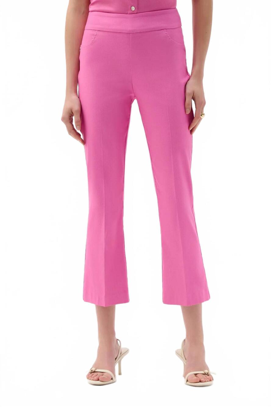 NEW JOSEPH RIBKOFF woven pull-on cropped flare pants in pink sherbet
